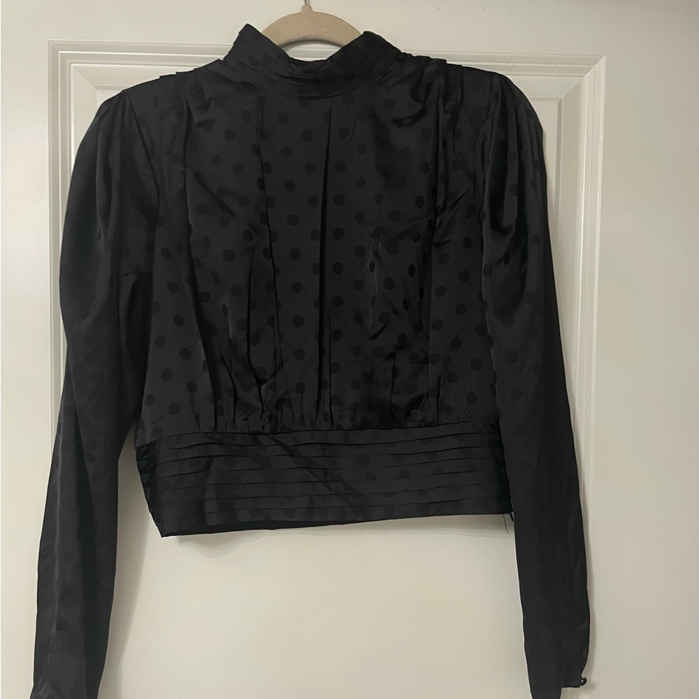 NWT AQUA Elegant Black Polka Dot Women's Top from Bloomingdale’s